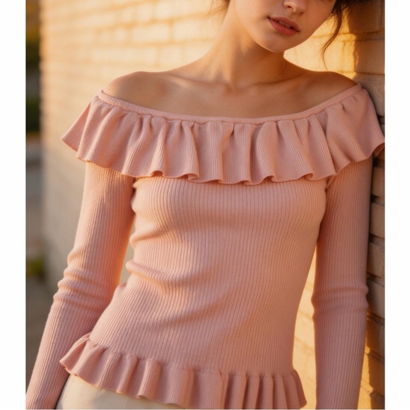 Bebe Blush Ruffle Off Shoulder Top - Picture 2 of 10